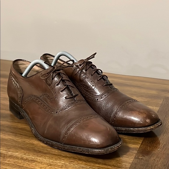Johnston & Murphy Other - VTG Johnston & Murphy Men's Size 11 Brown Leather Oxford Dress Shoes Made In USA
